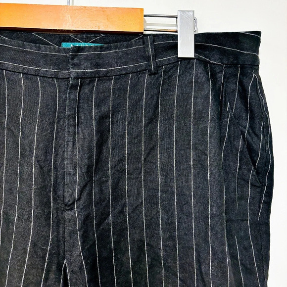 RALPH LAUREN Black  striped linen pants - Picture 4 of 8